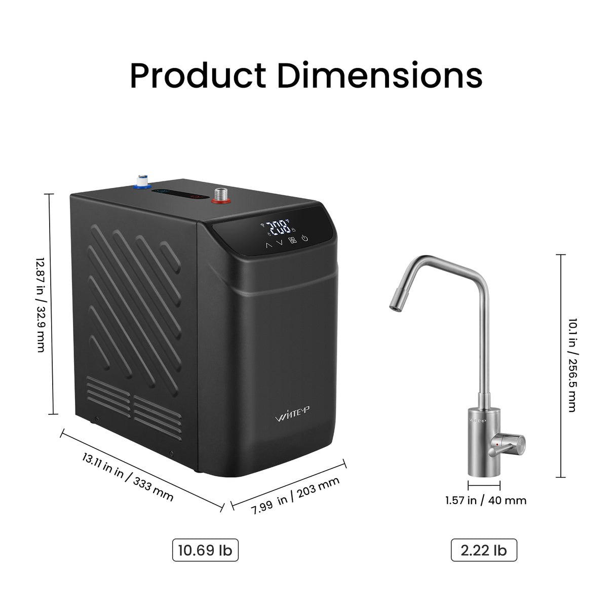 WINTEMP Instant Hot Water Dispenser — 208°F Compact Under-Sink Unit with Wi-Fi Smart Control & Child-Lock Hot-Only Faucet