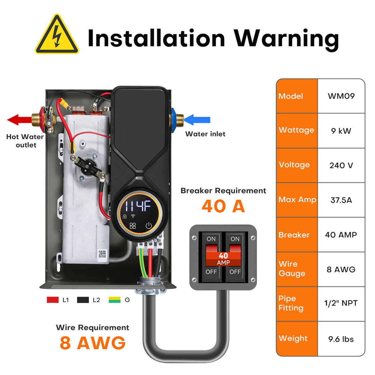 WM15 Smart Tankless Electric Water Heater