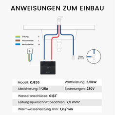 KJE55 Black 230V / 5.5KW  Point-of-Use Electric Tankless Water Heater